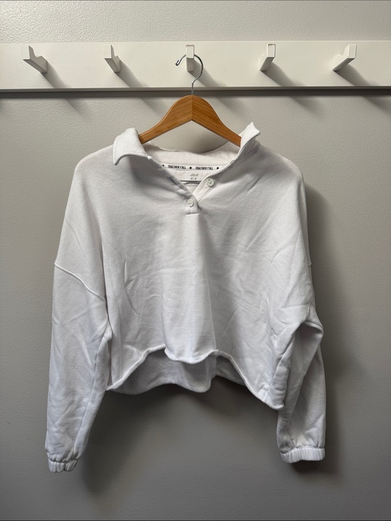 aerie Tops - aerie White Cropped Collared Pullover